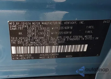 2022 Toyota Rav4 Hybrid Se from USA, damaged, VIN 4T3T6RFV3NU081260